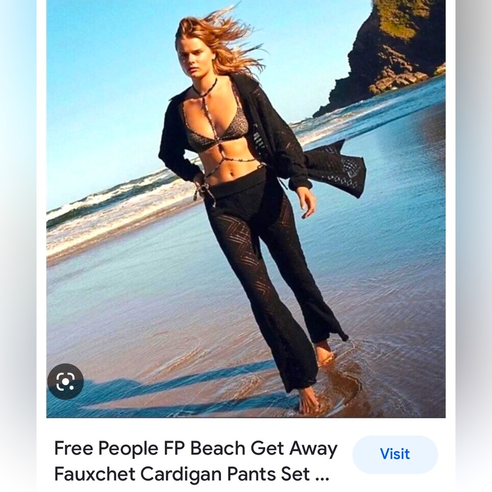 Free people FP BEACH Get Away Fauxchet cardigan pant set
